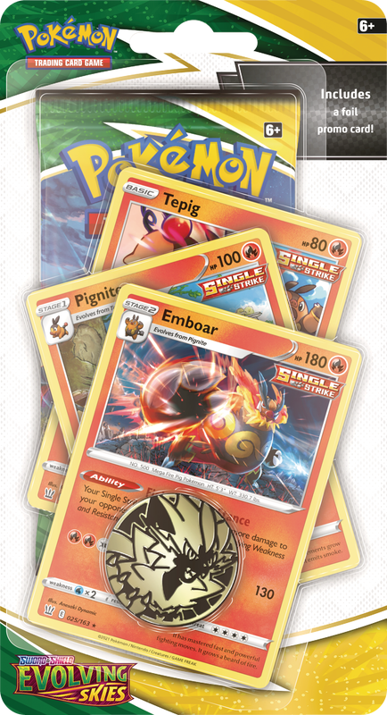 Sword & Shield: Evolving Skies - Single Pack Blister (Emboar, Pignite, Tepig)